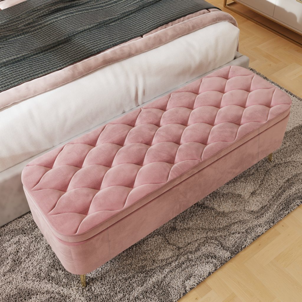 Pink and grey deals ottoman