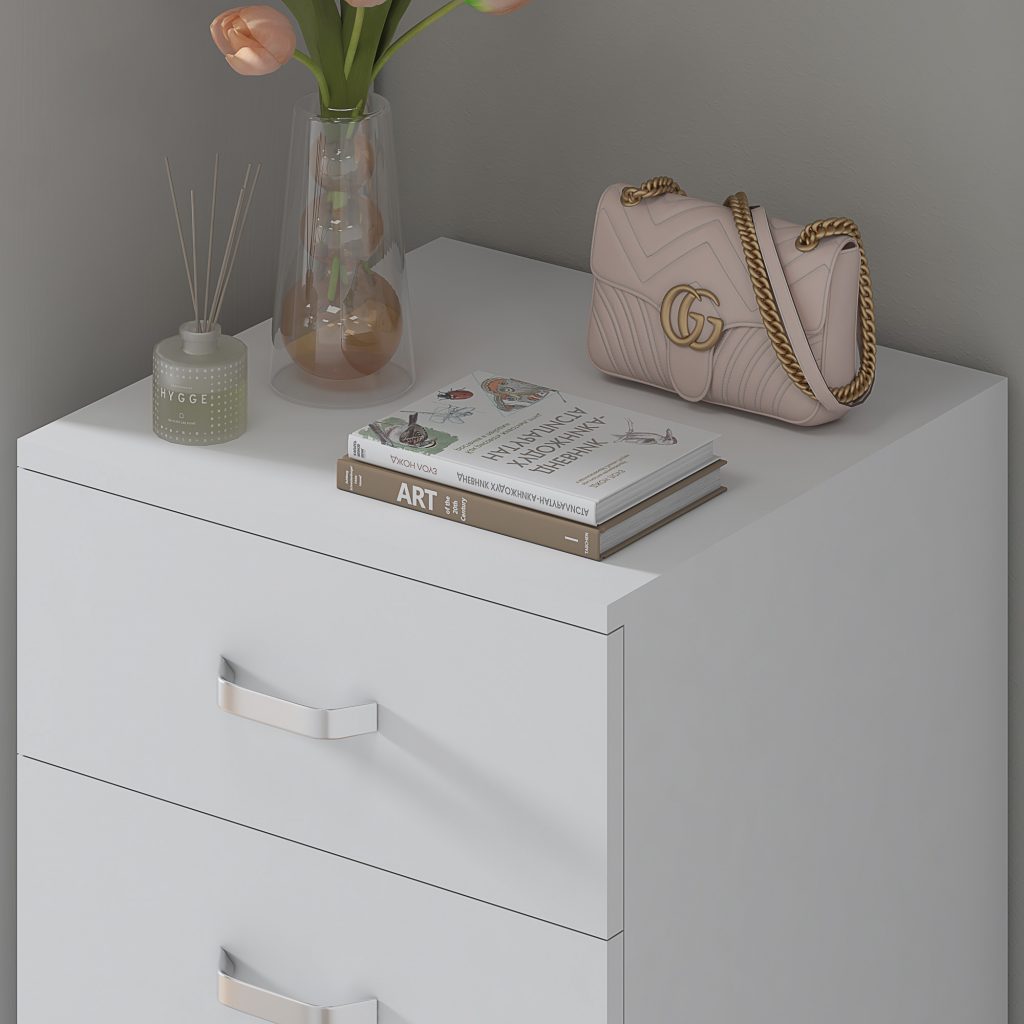 Tall slim chest store of drawers white